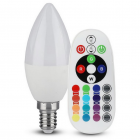 Bec LED cu telecomanda SKU 2771 E14 3 5W Dimabil RGB si 6400K Alb rece