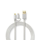 Cablu de alimentare si sincronizare 2 in 1 Micro USB si Apple Lightnin