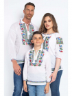 Set bluze de familie tip ie din bumbac alb cu model traditional