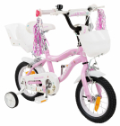 Bicicleta 14 inch cu roti ajutatoare si portbagaj Makani Aurora Pink