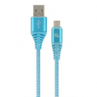 Cablu de date Premium cotton braided USB 2 0 MicroUSB 1m Blue White