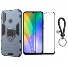 Set protectie 2 in 1 pentru Huawei Y6P cu husa hybrid antisoc cu stand