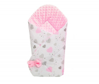 Paturica de infasat nou nascut cu doua fete 80x80 cm Minky Pink Hearts