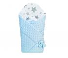 Paturica de infasat nou nascut cu doua fete 80x80 cm Minky Blue Stars