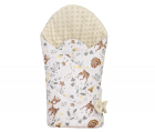 Paturica de infasat nou nascut cu doua fete 80x80 cm Minky Beige Deer