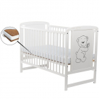 Patut din lemn Timmi BabyNeeds 120x60 cm Alb Saltea 12 cm