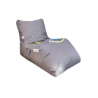 Fotoliu tip day bed Big Bean Bag textil umplut cu perle polistiren gri