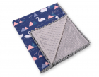 Paturica din bumbac cu doua fete 90x75 cm Minky Swans Navy Blue