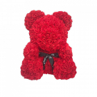 Ursulet din trandafiri de spuma in cutie cadou cu funda 40 cm Culoare 