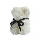 Ursulet floral din Trandafiri de spuma 25 cm cu funda in cutie cadou C