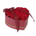 Aranjament floral cutie inima cu trandafiri sapun rosii CULOARE Red