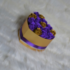 Aranjament floral Miracle Purple cutie inima cu 15 trandafiri sapun TI