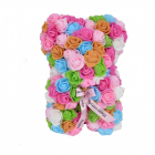 Ursulet floral multicolor din Trandafiri 25 cm decorat manual cutie ca
