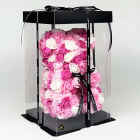 Ursulet Floral Triple color din Trandafiri spuma in cutie cadou 25 cm 