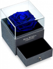 Cutie tip sertar cu trandafir criogenat albastru si punga cadou CULOAR