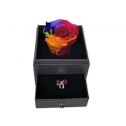 Cutie tip sertar cu trandafir criogenat multicolor si brosa CULOARE Mu