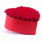 Aranjament floral Desire cutie inima cu 41 trandafiri de sapun rosu TI