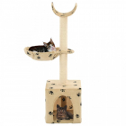 Ansamblu pisici cu funie sisal 105 cm imprimeu labute bej