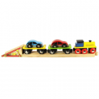 Set Trenulet BigJigs Toys cu Platforma Auto
