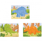 Set 3 Puzzle din Lemn BigJigs Toys Dinozauri