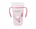 Cana cu manere 360 Sippy Cup Owl Pink