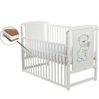 Patut din Lemn BabyNeeds Timmi 120x60 cm cu Laterala Culisanta Alb Sal