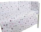 Lenjerie patut cu 5 piese Pink and Grey Stars white