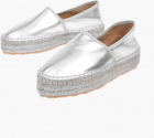 Love Laminated Leather Platform Espadrilles With Logo Engrav