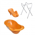 Set pachet cadita baie Meteo Portocaliu 102 cm suport anatomic si supo