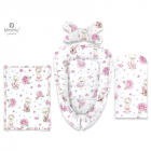 Set 4 in 1 Cosulet bebelus MimiNu Baby Cocoon 75x55 cm Design Pink Bal