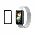 Set bratara smartwatch pentru Huawei Band 7 din otel inoxiabil mesh si