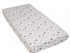 Cearceaf din bumbac cu elastic Stars Pink and Grey pe alb 120x60 cm