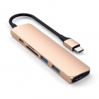 Adaptor Hub USB C Satechi Multimedia Slim V2 Auriu