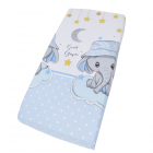 Cearceaf din bumbac cu elastic 120x60 cm Blue Elephant