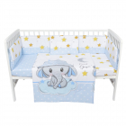 Set lenjerie patut cu 5 piese 120x60 cm Blue Elephant