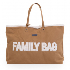 Geanta Childhome Family Bag aspect piele intoarsa bej