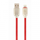 Cablu de date Premium rubber USB 2 0 Lightning 2m Red Gold