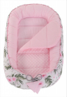 Babynest 2 in 1 din bumbac Minky Flowers Light Pink