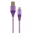 Cablu de date Premium cotton braided USB 2 0 MicroUSB 1m Purple White