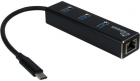 Hub USB Inter Tech Argus IT 410 3 porturi USB 3 0 RJ 45 Negru