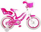 Bicicleta Volare Lovely pentru fete 14 inch culoare Alb Roz frana de m