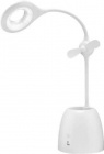 Lampa de birou cu ventilator acumulator si suport de bixuri alba Gooba