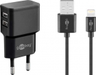 Incarcator retea Goobay 2x USB A 2 4A cablu lightning negru