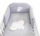 Set lenjerie din bumbac cu protectie laterala pentru pat bebelusi Elep