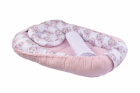 Set 4 piese babynest model unicorni roz pal cu paturica plus alb