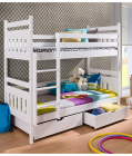 Pat cu etaj pentru copii Adas Premium 188x80 cm saltele incluse alb