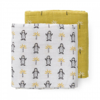 Set 2 paturici muselina de infasat din bumbac organic Pinguin 120x120 