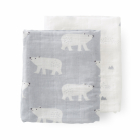 Set 2 paturici muselina de infasat din bumbac organic Polar bear 70x60