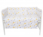 Set lenjerie 4 piese Mini Cot Yellow and Grey Stars white