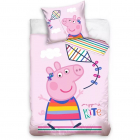 Set lenjerie pat copii Peppa Pig Kite 100x135 40x60 SunCity roz